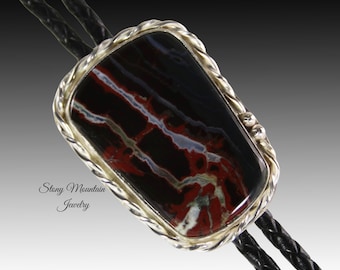 Custom Handcrafted Wedding Bolo Tie, Black Agate Designer Bolo Tie for Men or Women, Special Gifts