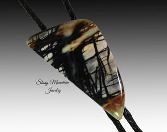 Unique Stone Bolo Tie, Large Picasso Marble Bolo Tie, Handcrafted Wedding Bolo Ties, Custom Gemstone Bolo Tie for Men & Women, Great Gift
