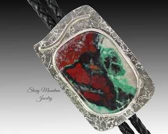 Custom Wedding Bolo Tie, Handcrafted Sonoran Sunset Designer Bolo Tie for Men or Women, Unique Modern Sterling Silver Bolo Tie, Western Ties