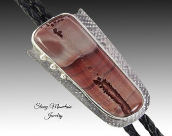Unique Handcrafted Designer Bolo Tie Apache Picture Jasper Custom Bolo Tie for Men or Women, One of a Kind Sterling Silver Wedding Bolo Tie