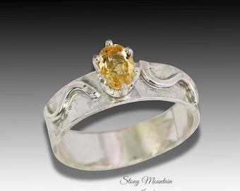 Imperial Topaz Ring, Genuine Precious Topaz Sterling Silver Ring, Rare Ouro Preto Imperial Topaz Engagement Ring, November Ring Size 7.5