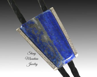 Stone Bolo Tie, Handcrafted Lapis Lazuli Bolo Tie for Men & Women, Unique Wedding Bolo Tie, The Frontier Collection
