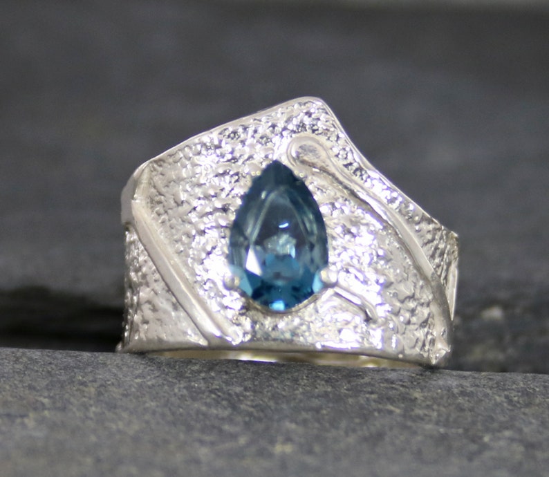 November Birthstone Ring London Blue Topaz Sterling Silver Ring Blue Gemstone Ring