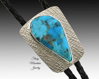 Kingman Turquoise Bolo Tie, Handmade Bolo Tie for Men & Women, Unique Wedding Bolo Tie, Western Stone Bolo Tie