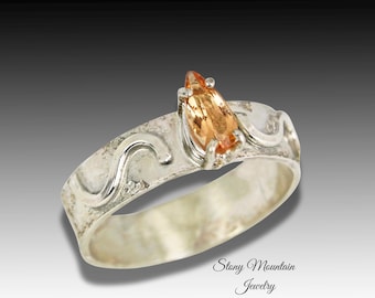 Imperial Topaz Ring, Genuine Precious Topaz Sterling Silver Ring, Rare Ouro Preto Imperial Topaz Engagement Ring, November Ring Size 7.5