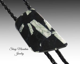Unique Stone Bolo Tie, Chinese Writing Stone Bolo Tie, Handcrafted Wedding Bolo Ties, Custom Gemstone Bolo Tie Gift for Men & Women