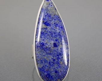 Lapis Lazuli Ring Large Stone Ring, Adjustable Wide Ring, Big Stone Cocktail Ring, Blue Stone Statement Ring