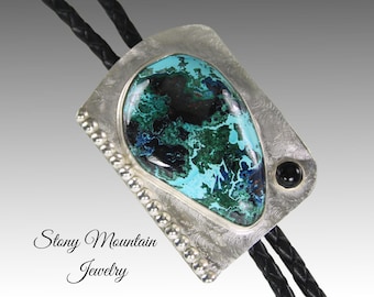 Designer Wedding Bolo Tie, Unique Modern Custom Shattuckite Wedding Bolo Tie, Sterling Silver Bolo Ties for Men or Women, Western Tie