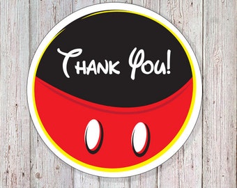 Mickey Mouse - 2&quot; Round Thank You Labels (INSTANT DOWNLOAD)