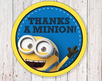 Minion - 2&quot; Round Thank You Labels (INSTANT DOWNLOAD)