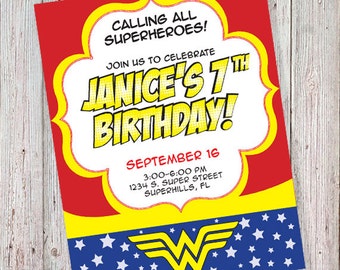Wonder Woman Birthday Invitation (DIGITAL FILE)