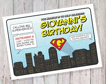 Superhero Birthday Invitation (DIGITAL FILE)