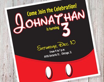 Mickey Mouse Birthday Invitation FREE Mickey Mouse Thank You Labels with this purchase! (to the first 10 customers) *DIGITAL FILE*