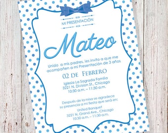 Presentación de 3 Años - Invitación Rosa/Azul (Can also be worded for a a babyshower)  (DIGITAL FILE)
