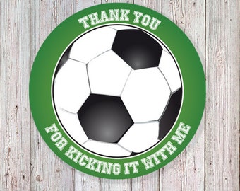 Soccer Birthday - 2&quot; Round Thank You Labels (INSTANT DOWNLOAD)