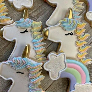 Unicorn sugar cookies, Rainbow sugar cookies, custom cookies, unicorn party package, unicorn party image 5