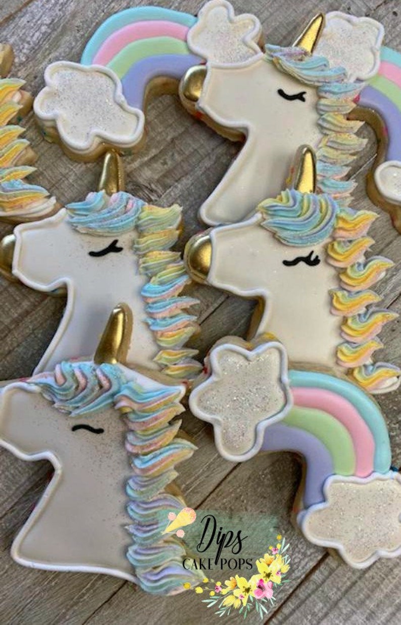 Unicorn sugar cookies, Rainbow sugar cookies, custom cookies, unicorn party package, unicorn party image 5
