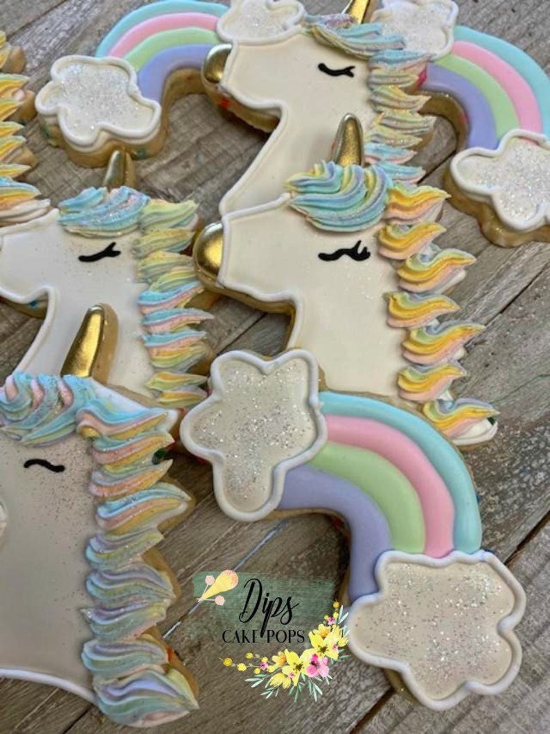 Unicorn sugar cookies, Rainbow sugar cookies, custom cookies, unicorn party package, unicorn party image 1