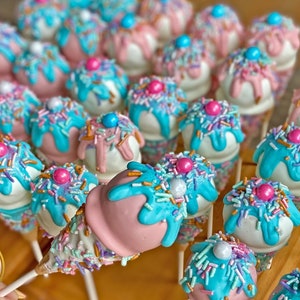 3 dozen Ice cream Cone Cake Pops Party Package, Cake Pops, Ice Cream Cone Cake Pops, Gender Reveal cake pops, Baby shower cake pops
