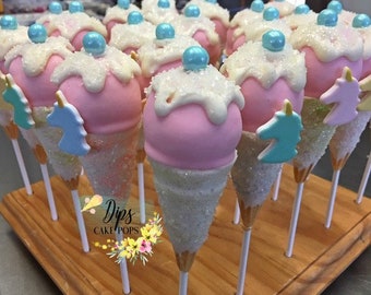 Unicorn Ice cream cone cake pops