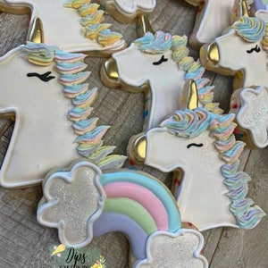 Unicorn sugar cookies, Rainbow sugar cookies, custom cookies, unicorn party package, unicorn party image 2