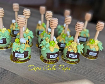 12 Hunny Pot cake pops, Pooh Inspired honey pots, Winnie the Pooh hunny pots