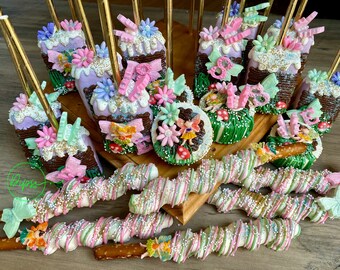 4 dozen party package, Enchanted Forest cake pops, Fairy Cake Pop package, Fairy Oreos, Fairy Rice Krispy treats, Fairy Pretzels