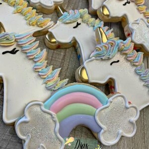 Unicorn sugar cookies, Rainbow sugar cookies, custom cookies, unicorn party package, unicorn party image 3