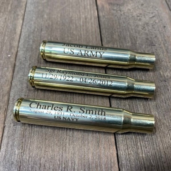 Three-Volley Salute Military Burial Tribute Brass Shell Casing Engraving Service For Families of Veterans