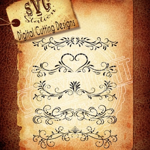 Flourish Svg Divider Graphics Ornamental Border Svg Borders SVG DXF PNG and Eps Instant Download Digital Vector Cut File Silhouette Cricut