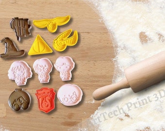 Harry Potter Cookie Cutter Set of 5 Includes Hermione Granger, Ron Weasley,  Rubeus Hagrid, Griffin. Works for Fondant, Play Doh Polymer Clay 
