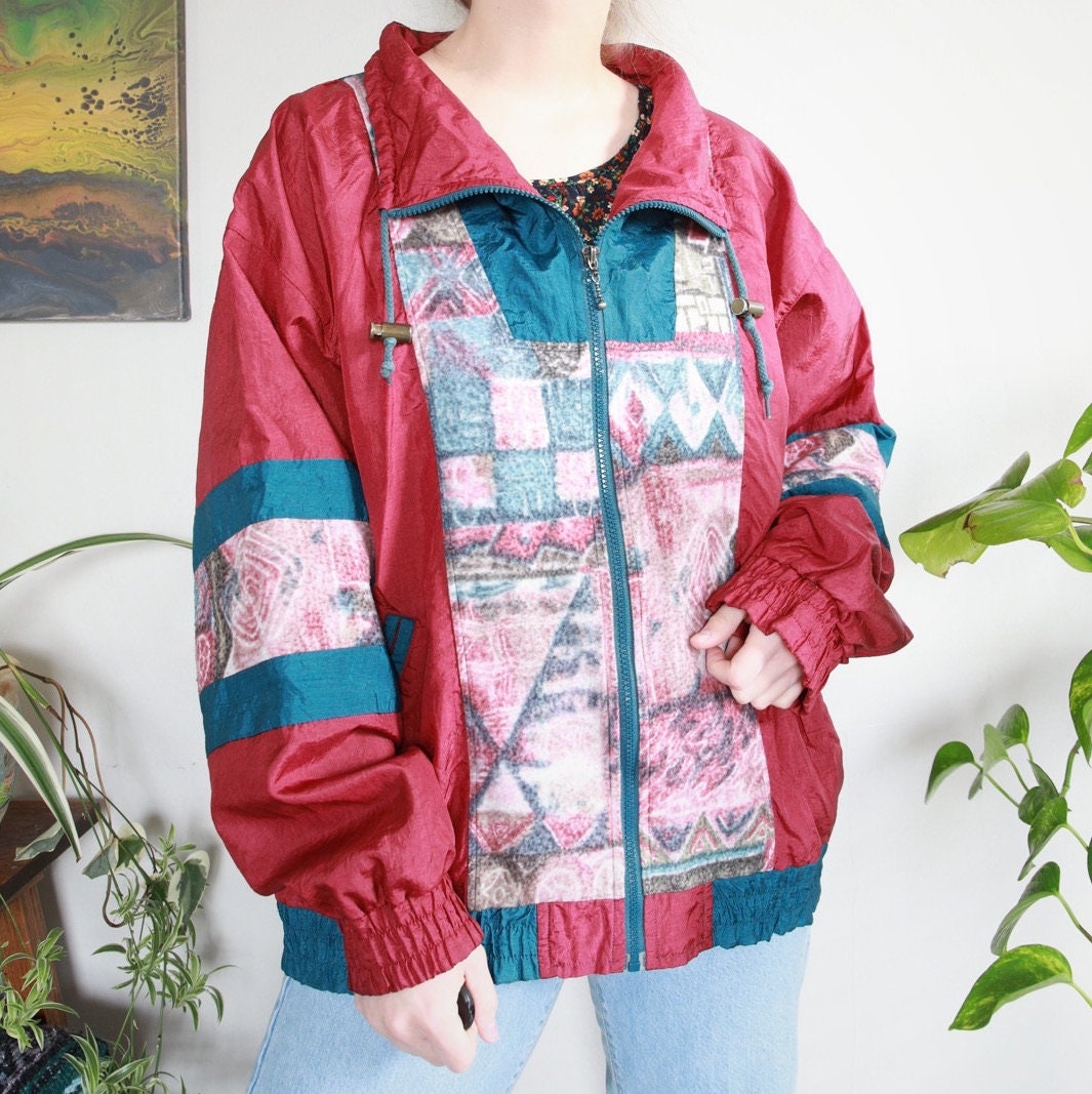 Pink and Blue Windbreaker Jacket - Etsy