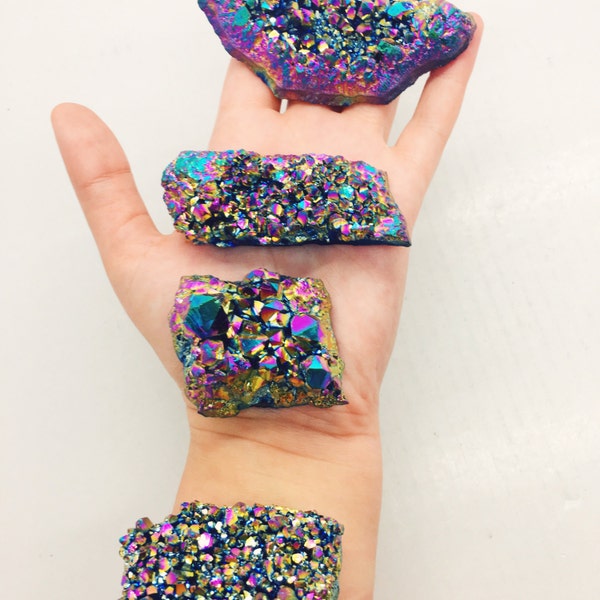Rainbow Aura Amethyst Cluster