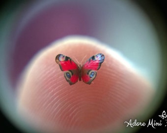 Peacock, Micro Miniature Butterfly, Inachis Io, Dollhouse Scale, 1:12, 1/4" Wingspan, 6mm, Micro, AdoreMini