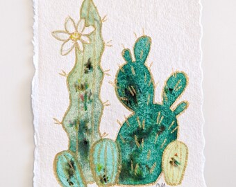 Original watercolor cactus painting, Confetti Cactus Collection, handmade cactus art, cactus artwork, small cactus painting, painting #9