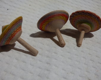 Wood spinning Top set of 3 (Decorative texture)