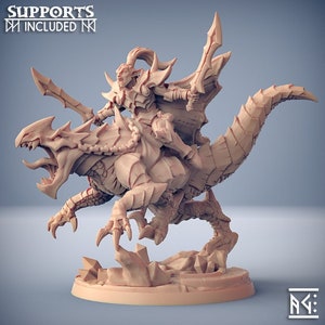 Elf, Drow Rider with Drakeling, Also Solo Drakeling sized Large for Dungeons and Dragons 5e