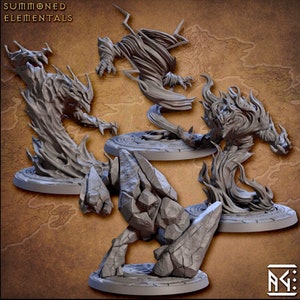 Air, Earth, Water and Fire Elementals, Sized Large for Dungeons and Dragons 5e