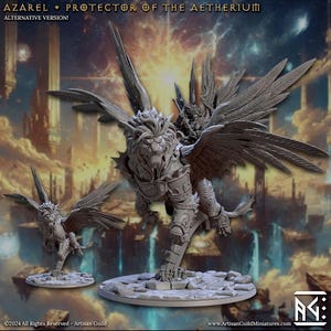 Winged Lion with Optional Rider,  Sized Gargantuan (101mm) in 28mm scale for DnD 5e