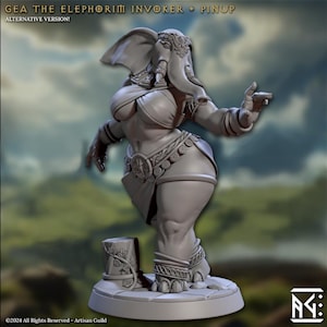 Gea, The Elephorum Envoker- Female Loxodon Bard , Sorcerer , Warlock, Sized for DnD 5e