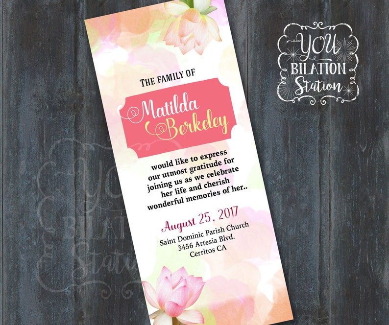 Download Floral Design Funeral Service Memorial Service Bundle Printable Downloadable File Invitations Announcements Paper Party Supplies