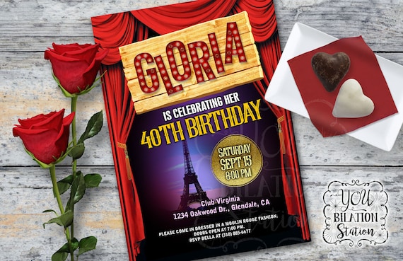 Themed Party Invitation Cancan French Moulin Rouge Themed Etsy