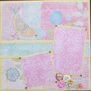 Bird - Wonder - -Cherish - Baby - Friends - Single Page Scrapbook Layout - 12X12 - Premade Page