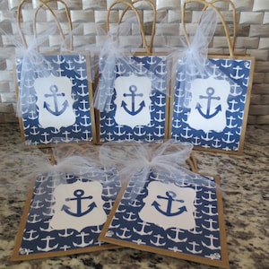 Nautical - Anchor - Party Favor Gift Bags - Set Of 5