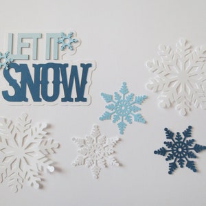 Let It Snow Die Cuts - Snowflake Embellishments - Premade Scrapbook Layout Paper Piecing