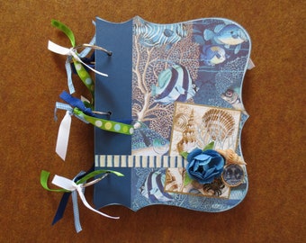 Beach Vacation Chipboard Album - Ocean Scrapbook - Sea Life Scrapbook Album - Chipboard Ocean Life Scrapbook - Graphic 45 Ocean Blue