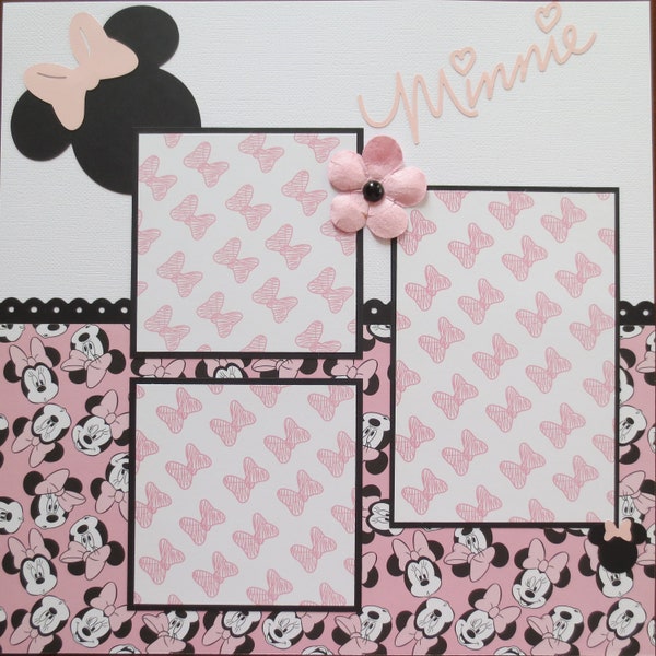 Minnie Mouse - Disney Double Page - 12X12 Scrapbook Layout - Premade Scrapbook Page - Two Page Layout