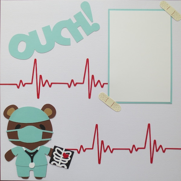 Ouch! - Doctor - Hospital - Surgery - Single Page Premade Scrapbook Layout - 12X12