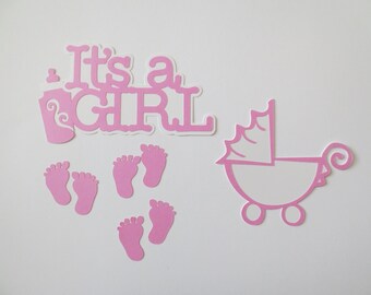 It's A Girl Die Cuts - Embellishments - Premade Scrapbook Layout Paper Piecing