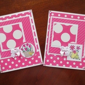 Kit de cartões artesanais - Cartões rosa choque - Cartões em branco - Dois cartões no total